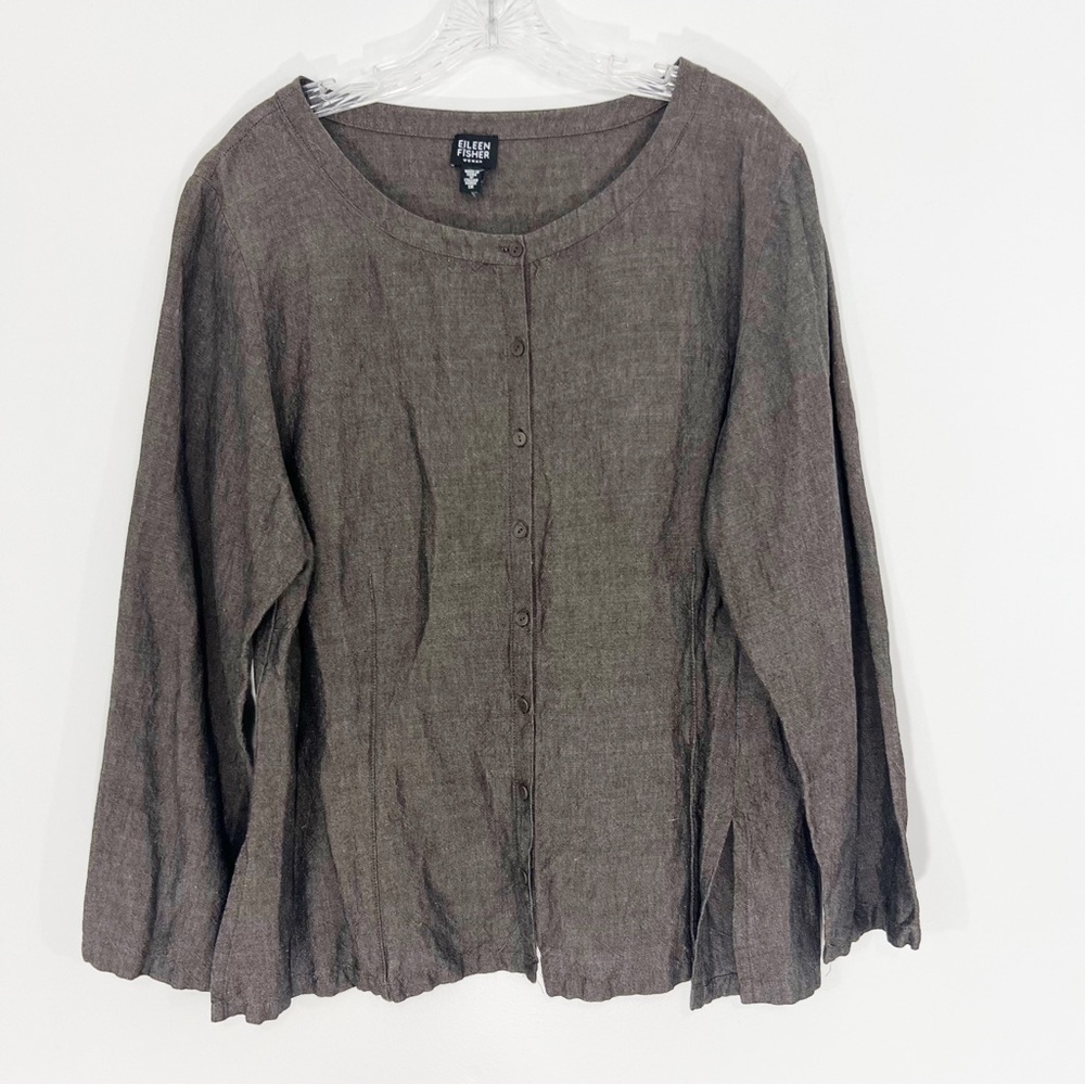 Eileen Fisher Linen Blend Buttondown Shirt Size 1X
